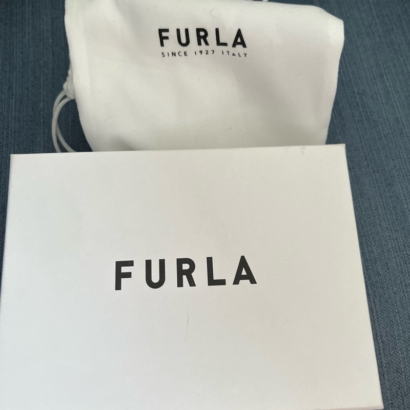 FURLA 霧藍色鏈條中夾-1