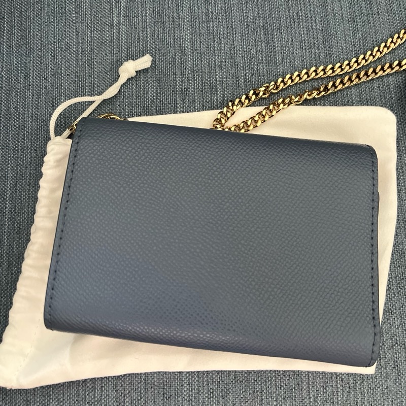 FURLA 霧藍色鏈條中夾-6