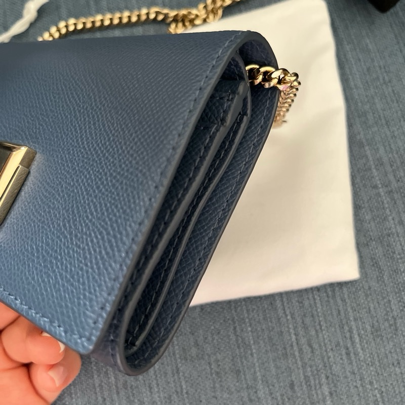 FURLA 霧藍色鏈條中夾-7