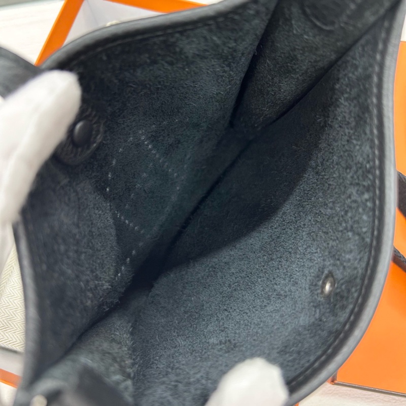 Hermes 黑銀mini Evelyne W刻 附件肩帶、塵袋、盒-8