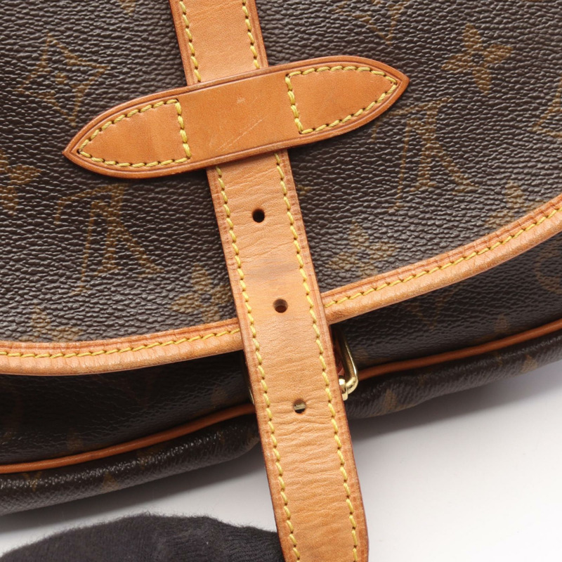 LOUIS VUITTON Saumur 30 肩背包 M42256 Monogram 帆布 棕色 二手 女款-7