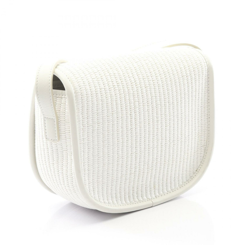 CELINE Folco Cuir Triomphe 單肩包 198262EBL01WW 皮革草編白色二手-1