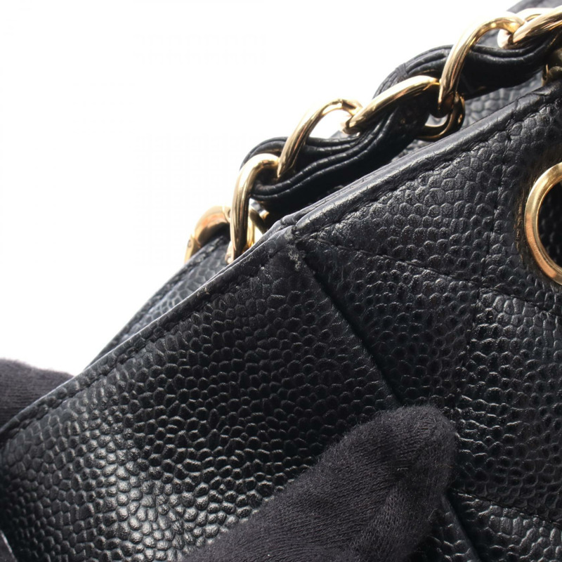 CHANEL Matelasse PST 鏈條托特包 小牛皮 黑色 二手 女款 GHW COCO CC-8