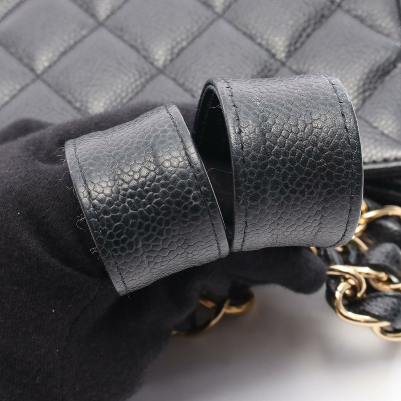 CHANEL Matelasse PST 鏈條托特包 小牛皮 黑色 二手 女款 GHW COCO CC-9