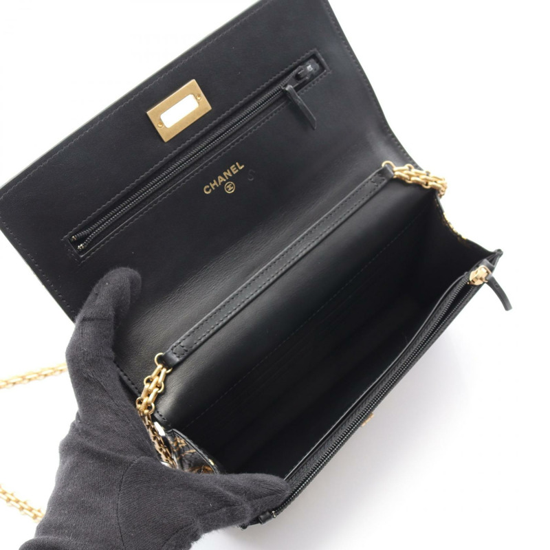 香奈兒 2.55 斜背包鏈條單肩包皮革黑金 GHW 二手女款-2