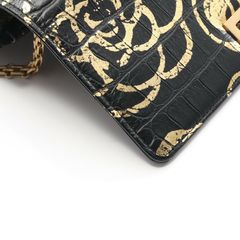 香奈兒 2.55 斜背包鏈條單肩包皮革黑金 GHW 二手女款-7