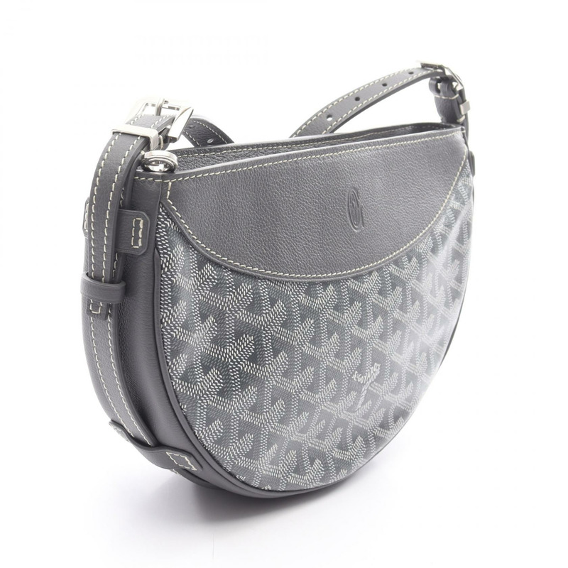 GOYARD Hirondelle 單肩包 帆布 皮革 灰色 白色 二手 女士-1