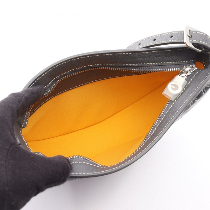 GOYARD Hirondelle 單肩包 帆布 皮革 灰色 白色 二手 女士-2