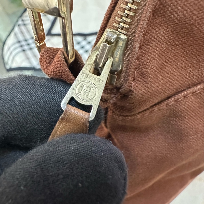 HERMES 棕色化妝包 斜背包-4