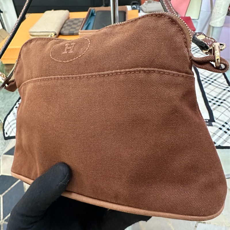HERMES 棕色化妝包 斜背包-6