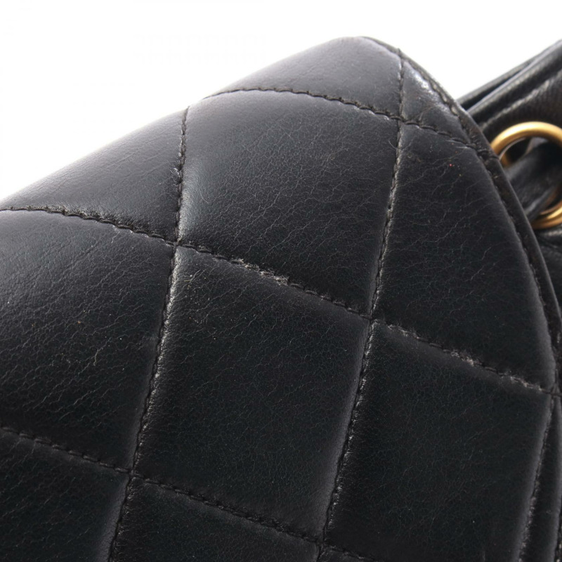 香奈兒 (CHANEL) Matelasse 雙旋扣鏈條雙肩包 A10177 羊皮黑金五金-8