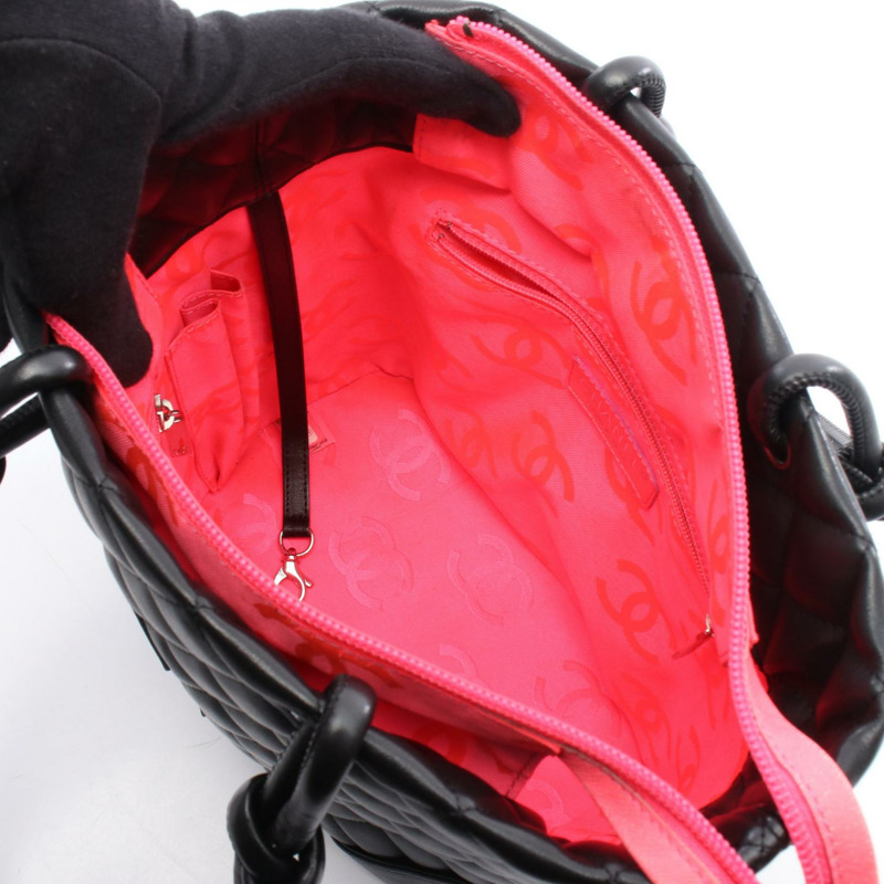 CHANEL Cambon Line 小號鏈條托特包 A25166 漆皮 黑色 SHW 二手-2