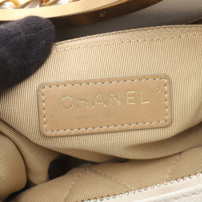 CHANEL Matelasse 鏈條單肩包 AS1468 皮革白色二手女款 GHW CC Coco-3