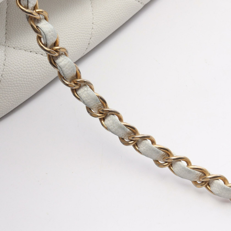 CHANEL Matelasse 鏈條單肩包 AS1468 皮革白色二手女款 GHW CC Coco-10