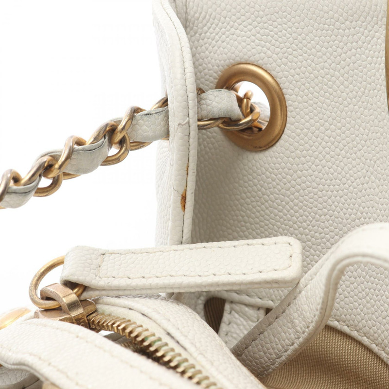 CHANEL Matelasse 鏈條單肩包 AS1468 皮革白色二手女款 GHW CC Coco-14