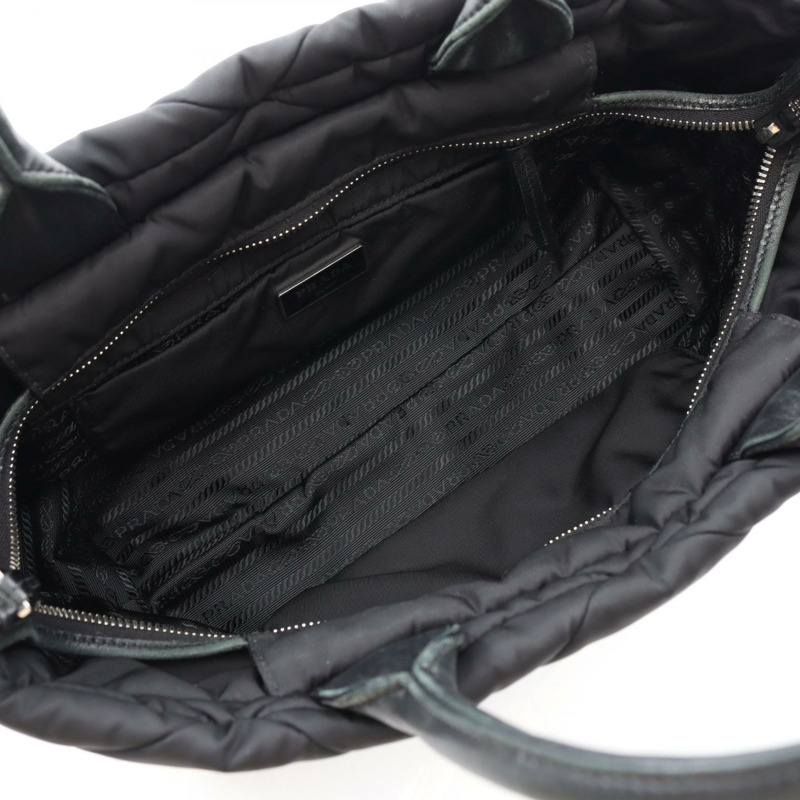 PRADA TESSUTO QUILTIN 單肩手提包 1BG436 尼龍皮革 黑色 二手 logo-2