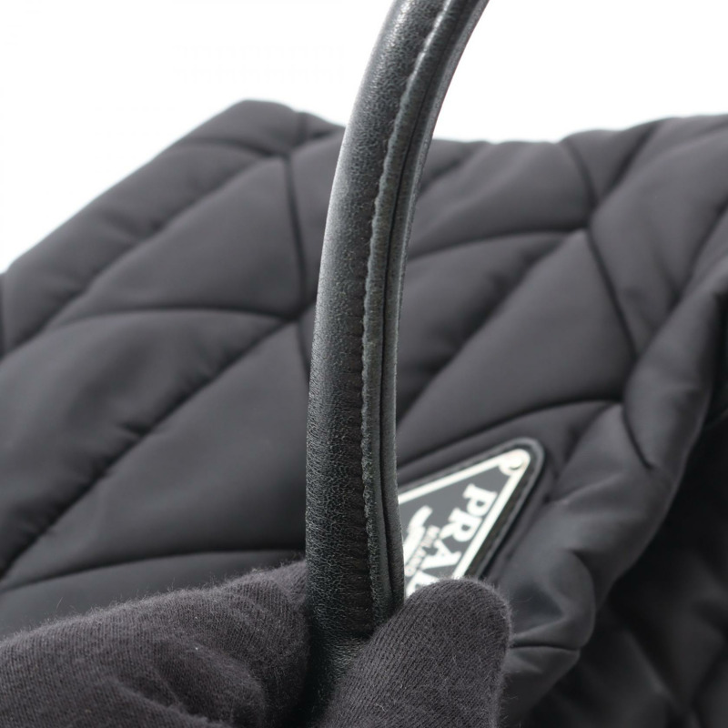 PRADA TESSUTO QUILTIN 單肩手提包 1BG436 尼龍皮革 黑色 二手 logo-6