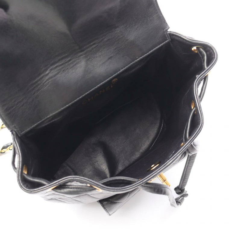 香奈兒 (CHANEL) Matelasse 雙肩包/背包 A10177 羊皮 黑色 二手 女士 金色五金 CC-2