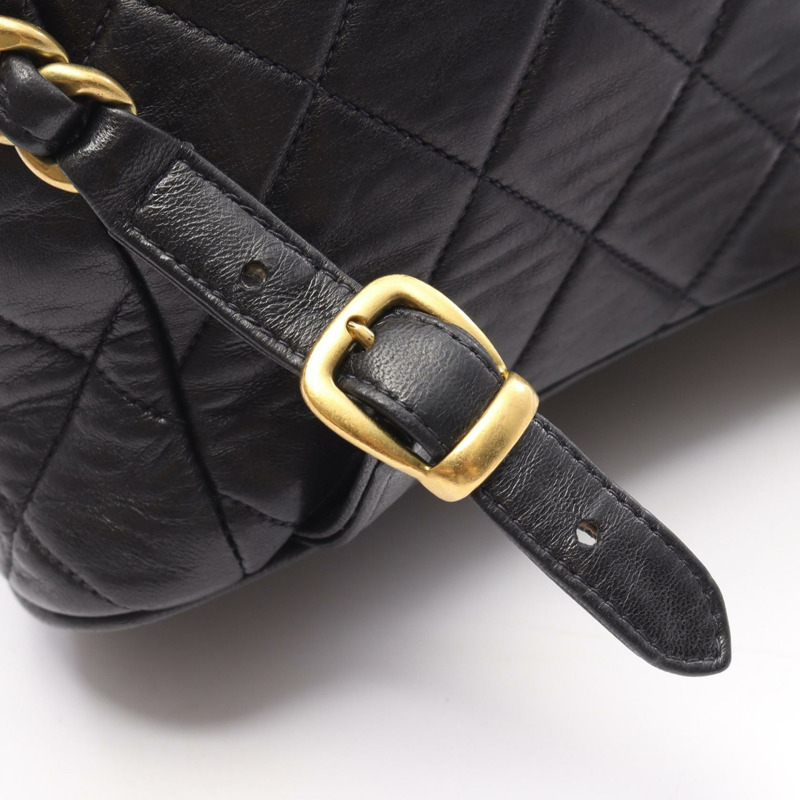 香奈兒 (CHANEL) Matelasse 雙肩包/背包 A10177 羊皮 黑色 二手 女士 金色五金 CC-8