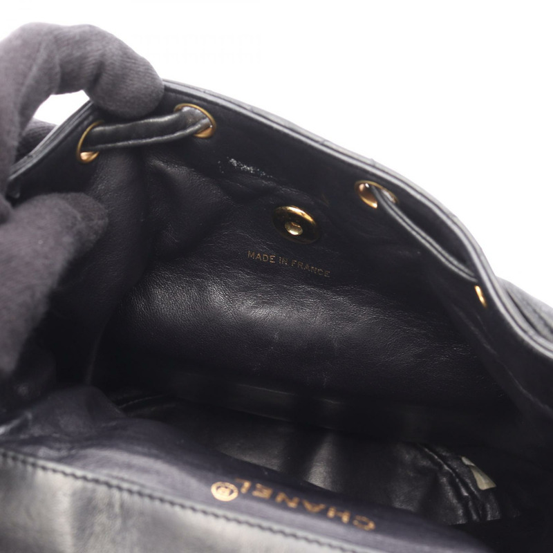 香奈兒 (CHANEL) Matelasse 雙肩包/背包 A10177 羊皮 黑色 二手 女士 金色五金 CC-11