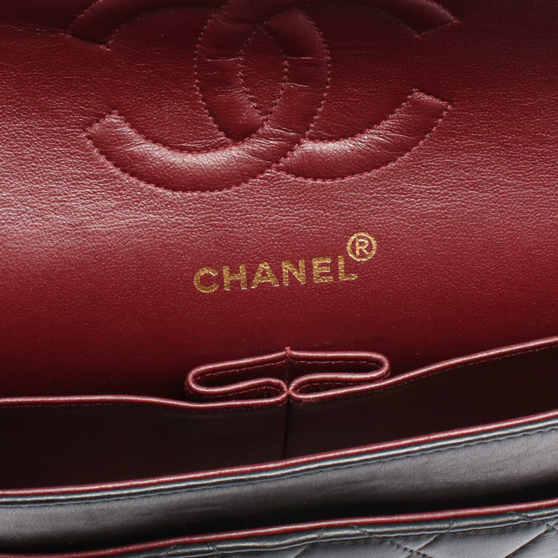 CHANEL 2.55 Matelasse Mademoiselle 鏈條單肩包 小羊皮 黑色 GHW 二手 CC-3