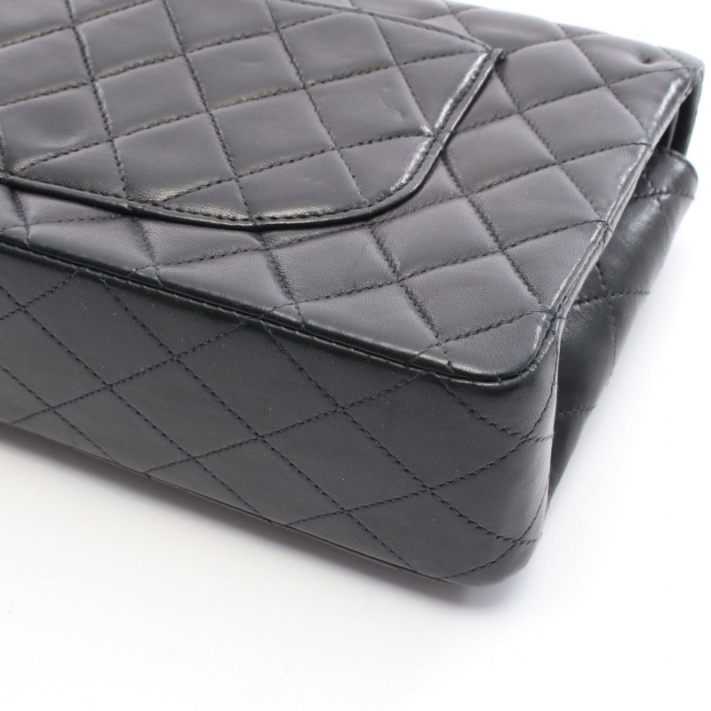 CHANEL 2.55 Matelasse Mademoiselle 鏈條單肩包 小羊皮 黑色 GHW 二手 CC-7