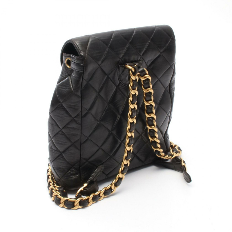 CHANEL Matelasse 鏈條背包 背包 小羊皮 黑色 二手 女款 GHW COCO-1