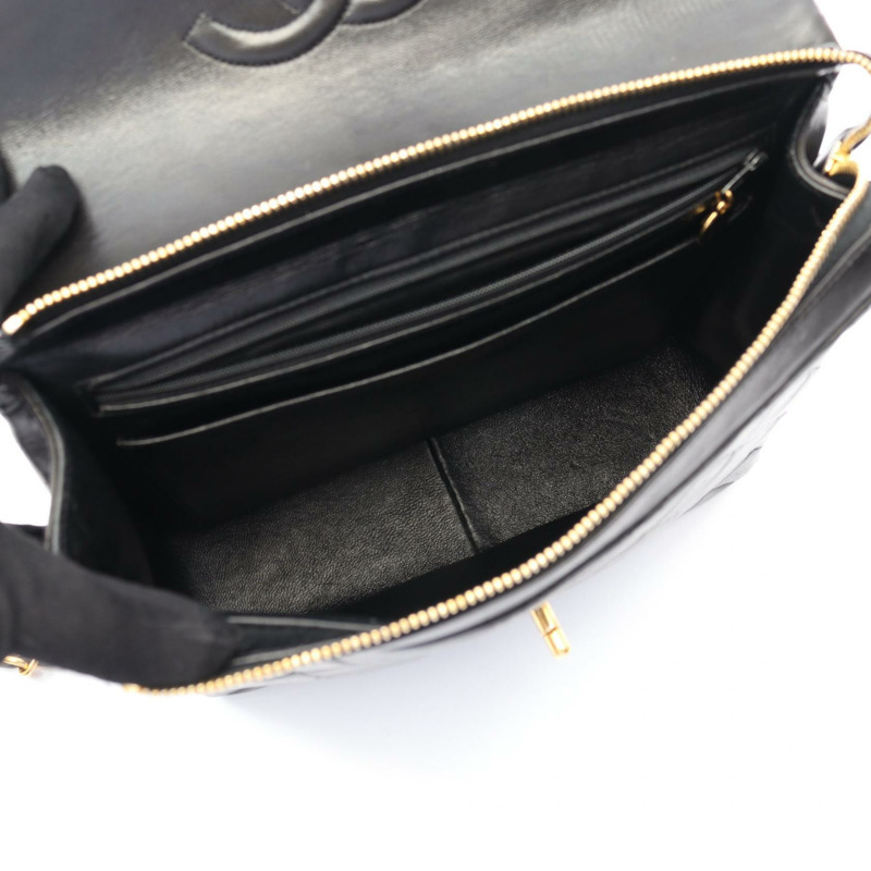 CHANEL 菱格紋鏈條背包 背包 小羊皮 黑色 二手 女款 GHW-2