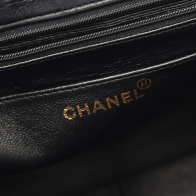 CHANEL 菱格紋鏈條背包 背包 小羊皮 黑色 二手 女款 GHW-3