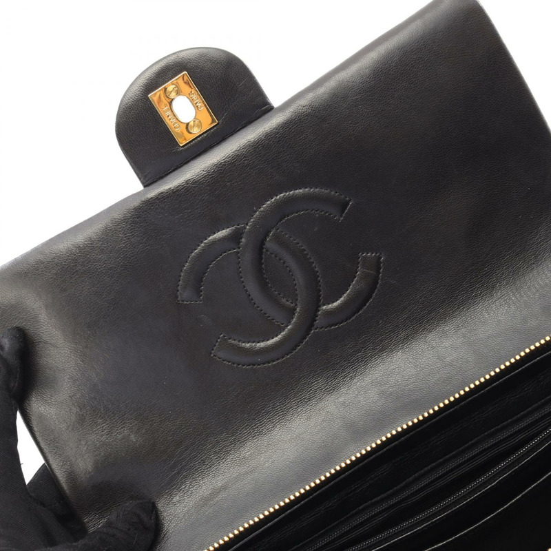 CHANEL 菱格紋鏈條背包 背包 小羊皮 黑色 二手 女款 GHW-5