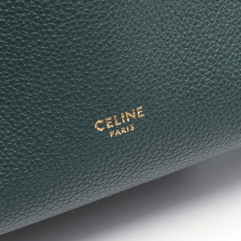 CELINE 單桶小單肩包皮革深綠色二手女款-3