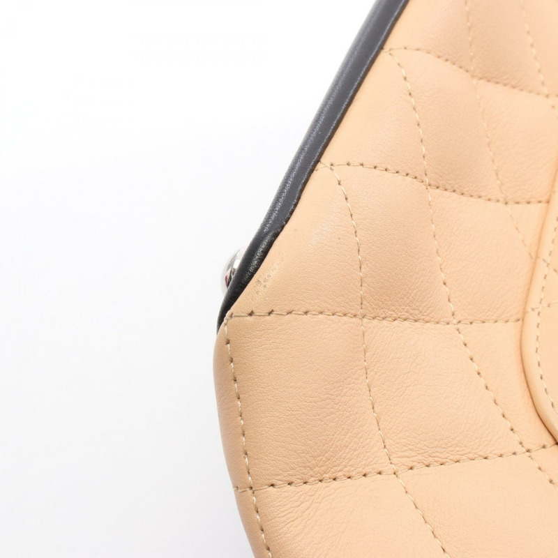 CHANEL Cambon 系列中型手提包 小羊皮 黑色 米色 SHW 二手 女款 Coco-7