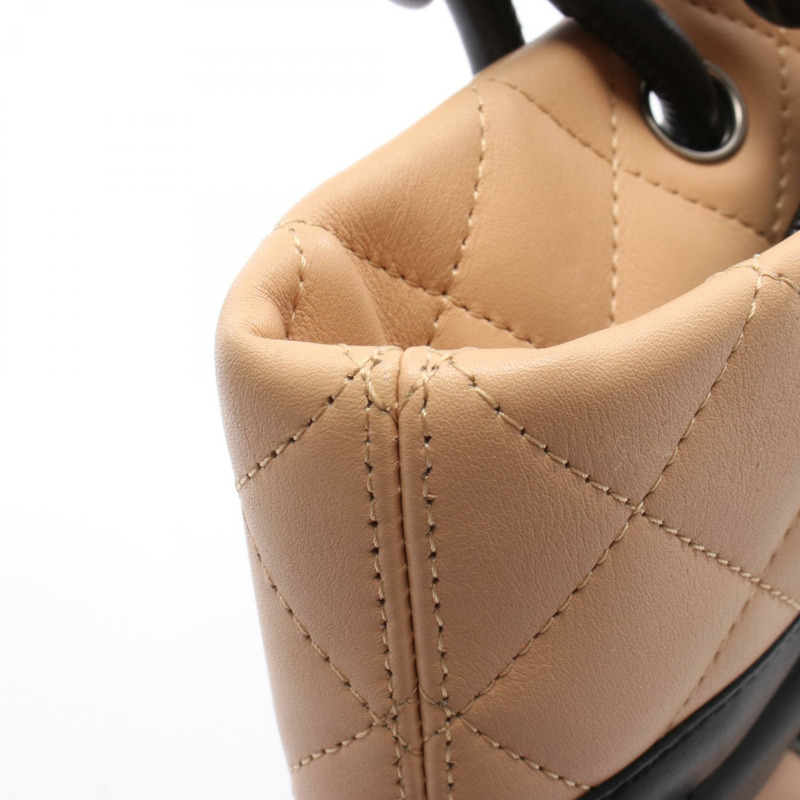 CHANEL Cambon 系列中型手提包 小羊皮 黑色 米色 SHW 二手 女款 Coco-8