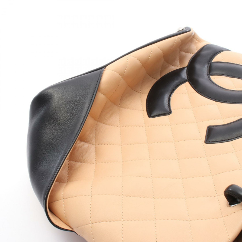 CHANEL Cambon 系列中型手提包 小羊皮 黑色 米色 SHW 二手 女款 Coco-9