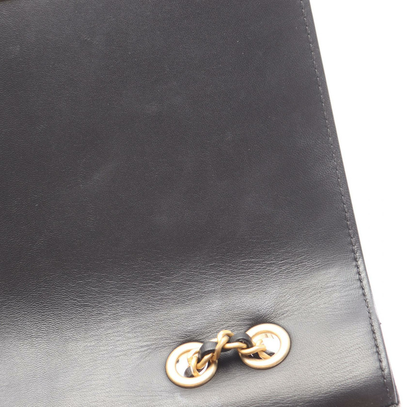 CHANEL Matelasse 鏈條單肩包皮革米色黑色二手 GHW-6