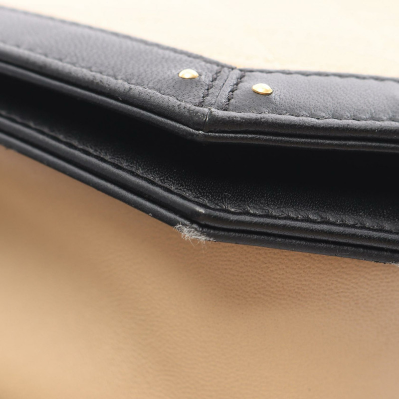 CHANEL Matelasse 鏈條單肩包皮革米色黑色二手 GHW-9