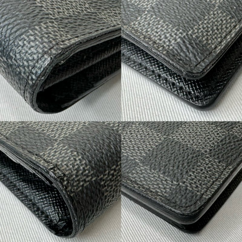 LV Brazza黑灰棋盤格長夾-10