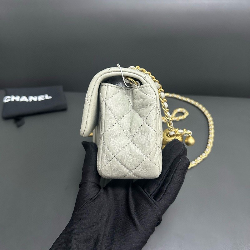 Chanel 金球cf mini灰色-4