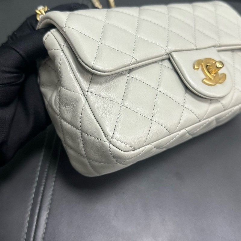 Chanel 金球cf mini灰色-10