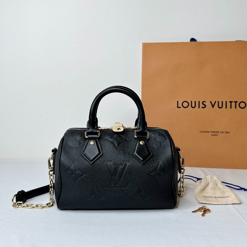 LV 全皮革黑壓紋Speedy 20-0