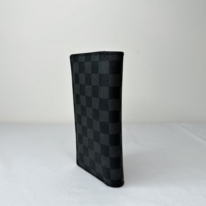LV Brazza黑灰棋盤格長夾-4