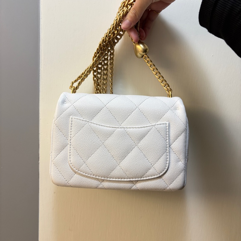 Chanel白荔枝皮愛心調節扣-3