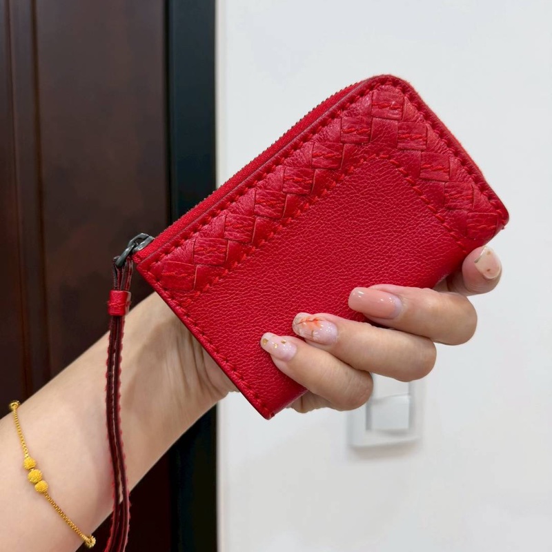 Bottega Veneta BV 紅色 卡包 卡夾 信用卡卡夾 短夾 皮包 皮夾 零錢包 手拿包-0