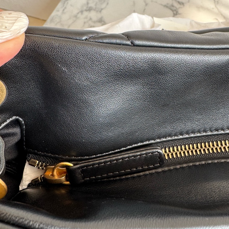 chanel黑色羊皮前雙口袋鏈肩背包-4