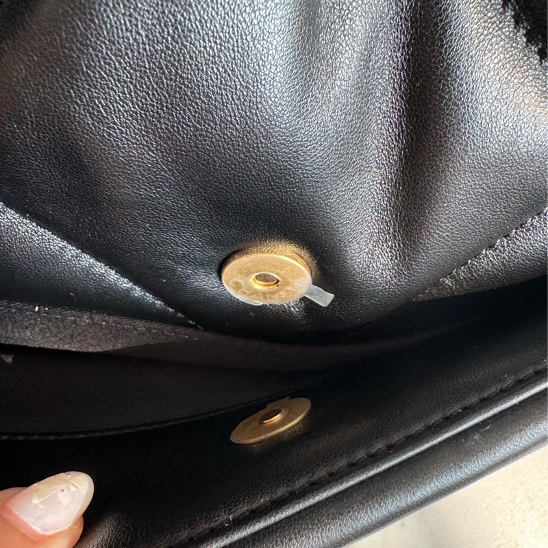 chanel黑色羊皮前雙口袋鏈肩背包-17