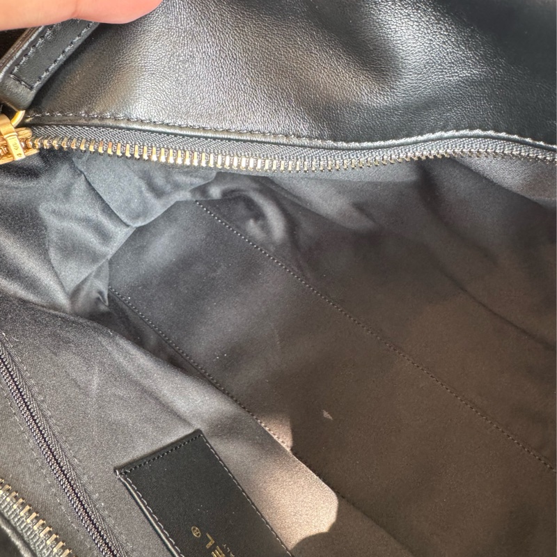 chanel黑色羊皮前雙口袋鏈肩背包-25