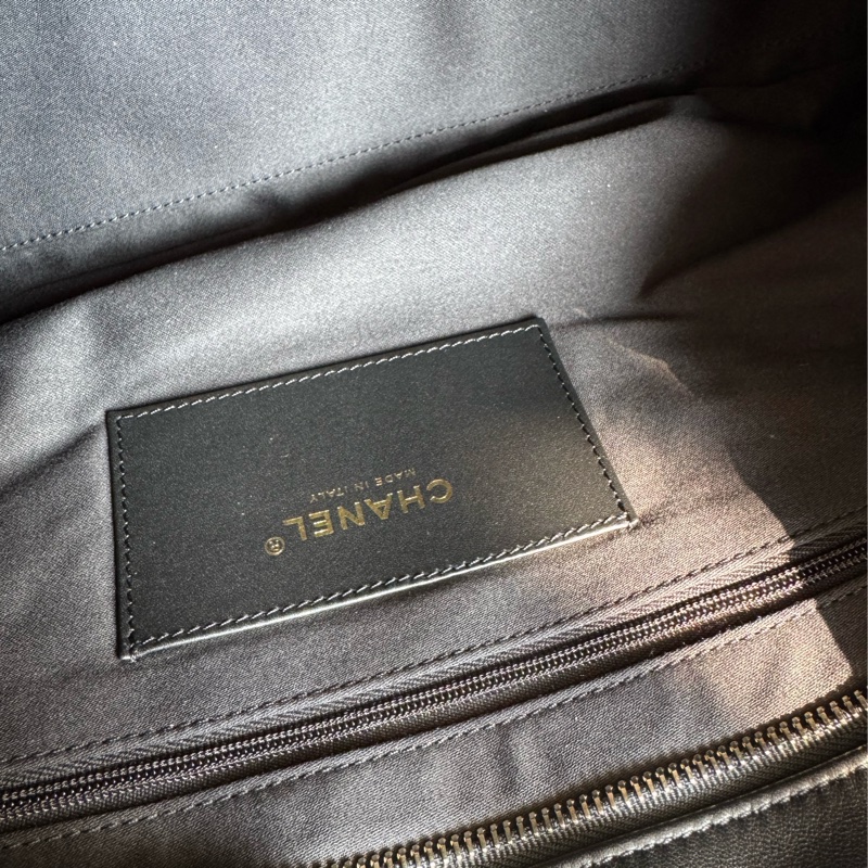 chanel黑色羊皮前雙口袋鏈肩背包-28