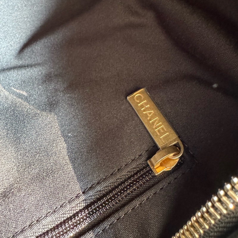 chanel黑色羊皮前雙口袋鏈肩背包-29