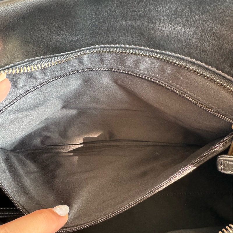 chanel黑色羊皮前雙口袋鏈肩背包-32