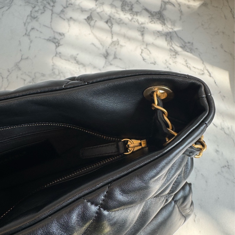 chanel黑色羊皮前雙口袋鏈肩背包-36